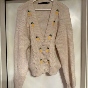 Vero Moda Cream Cardigan with Lemon Details
